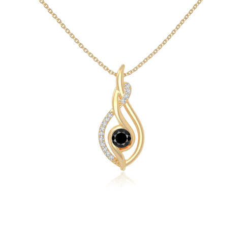 natural black-onyx twisted infinty knot necklaces in yellow gold vermeil 