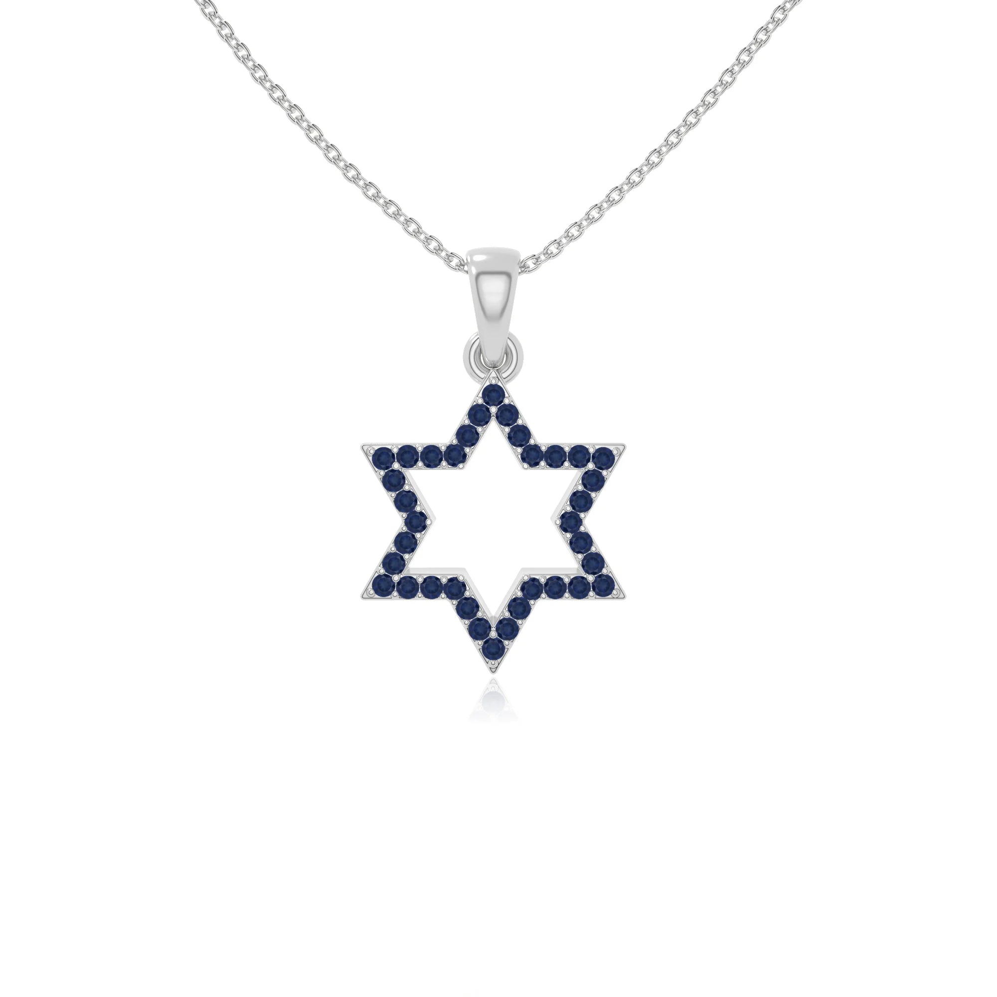 natural blue-sapphire star of david necklaces in sterling silver 