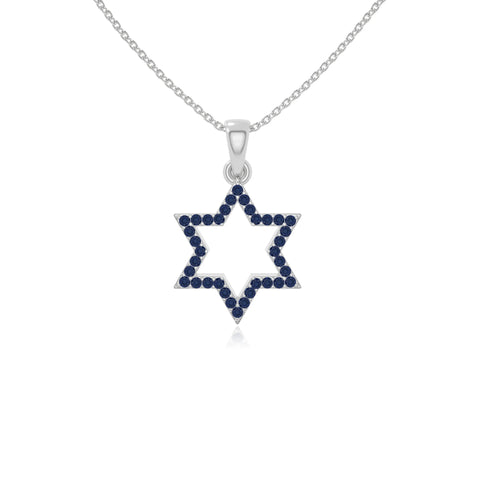 natural blue-sapphire star of david necklaces in sterling silver 