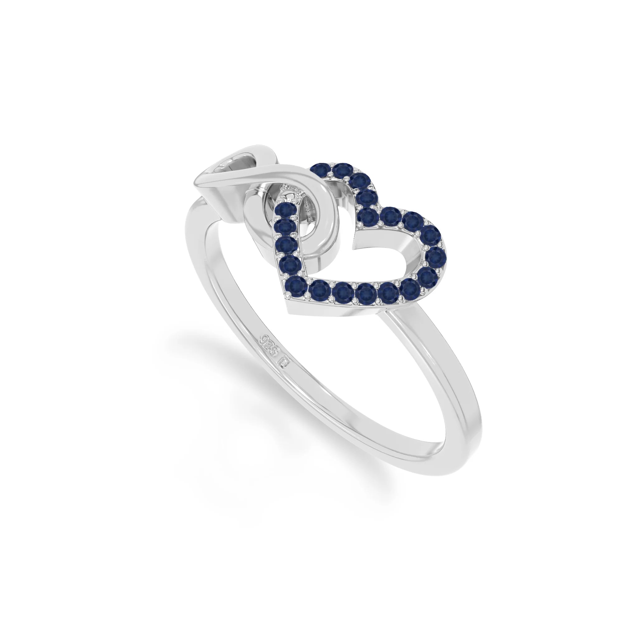 natural blue sapphire infinity heart promise rings in sterling silver 