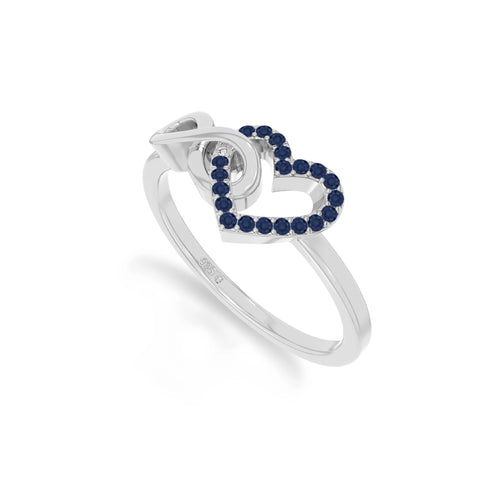 natural blue sapphire infinity heart promise rings in sterling silver 