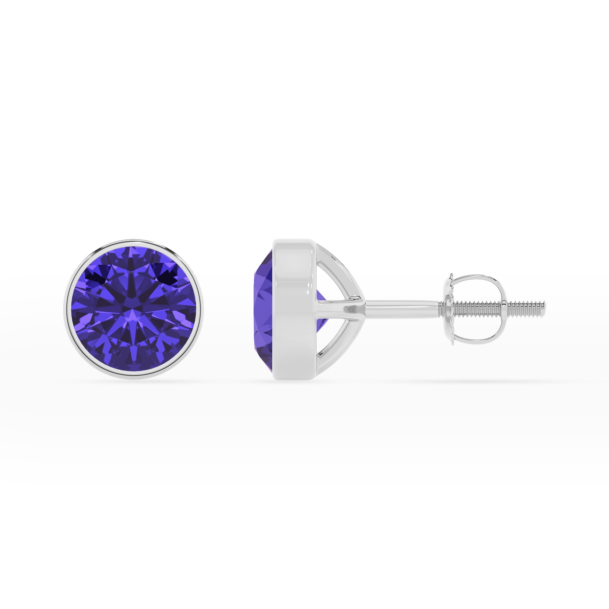 natural tanzanite round stud earrings 