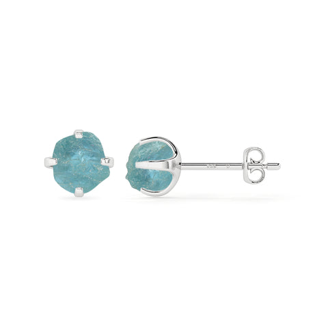 natural aquamarine rough shape stud earrings