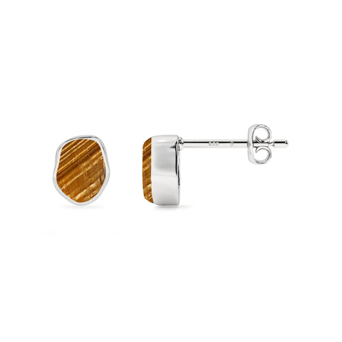 natural tiger eye rough shape stud earrings