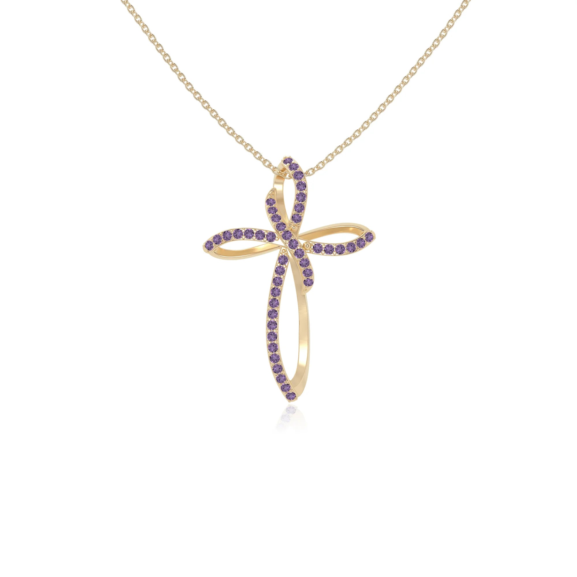 natural amethyst infinity cross necklaces in yellow gold vermeil 