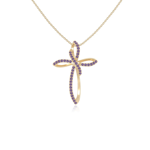 natural amethyst infinity cross necklaces in yellow gold vermeil 