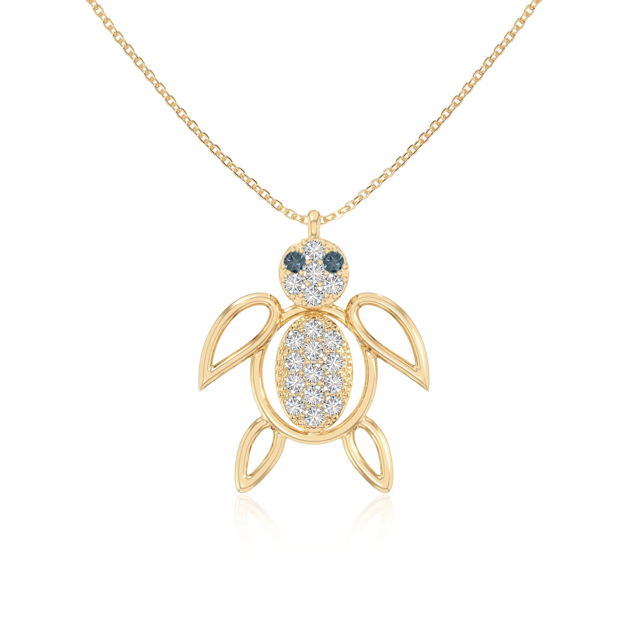 natural london-blue-topaz turtle necklaces in yellow gold vermeil 