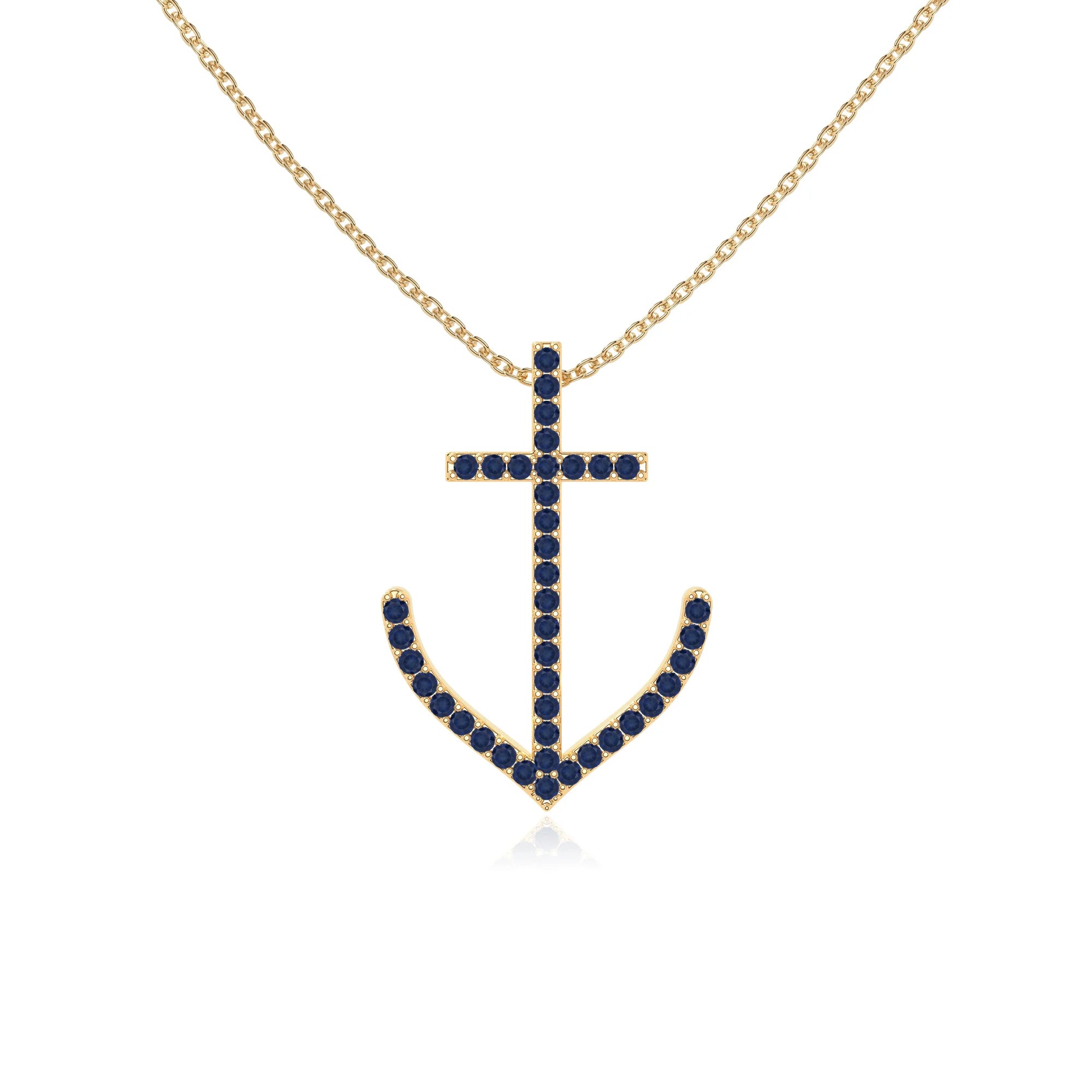 natural blue-sapphire anchor necklaces in yellow gold vermeil 