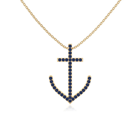 natural blue-sapphire anchor necklaces in yellow gold vermeil 