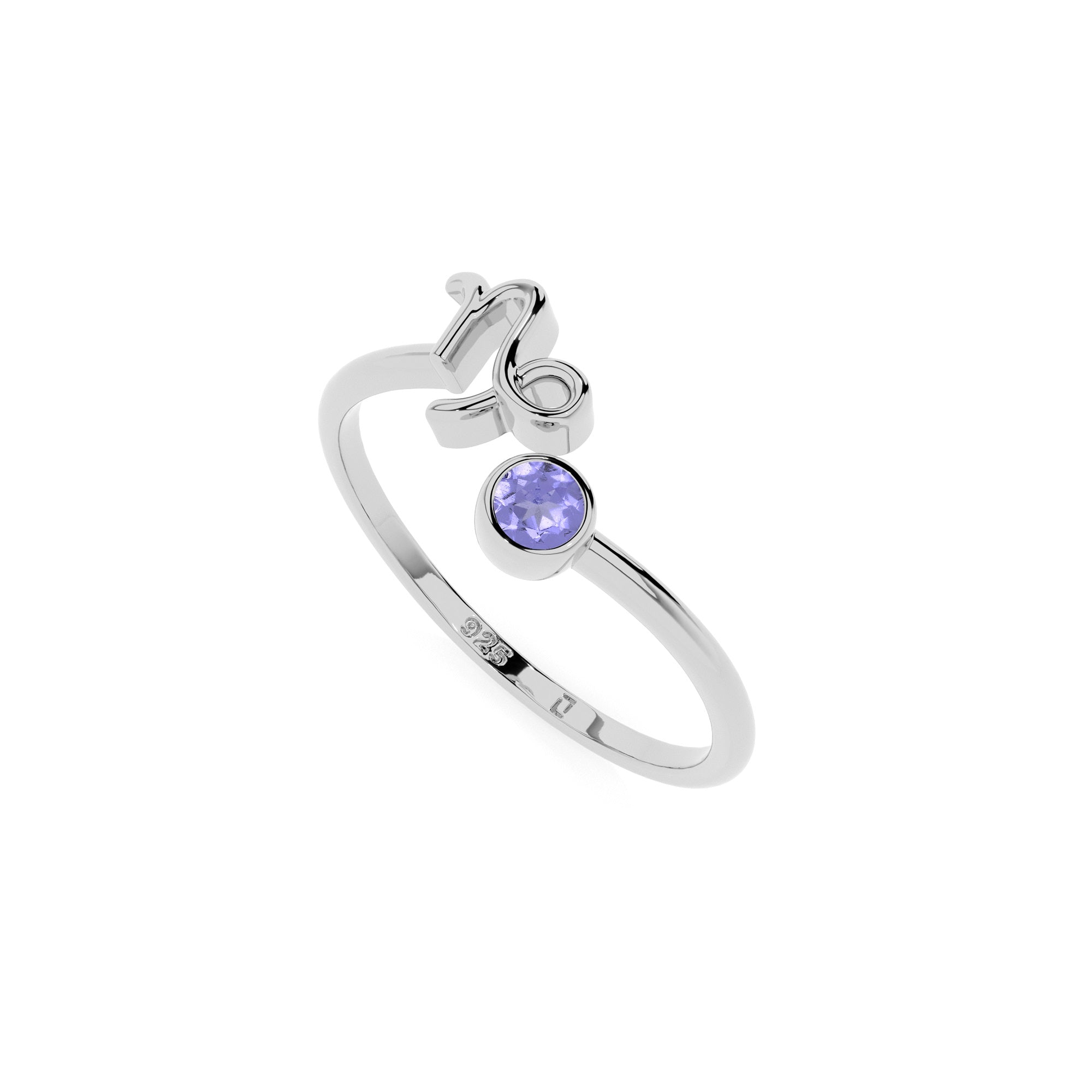 capricorn zodiac ring with natural tanzanite