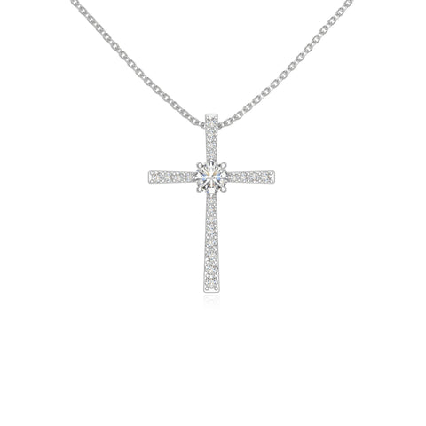 moissanite cross necklaces in sterling silver 