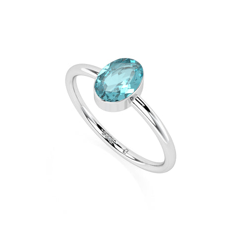 paraiba apatite oval cut stackable bezel-set ring