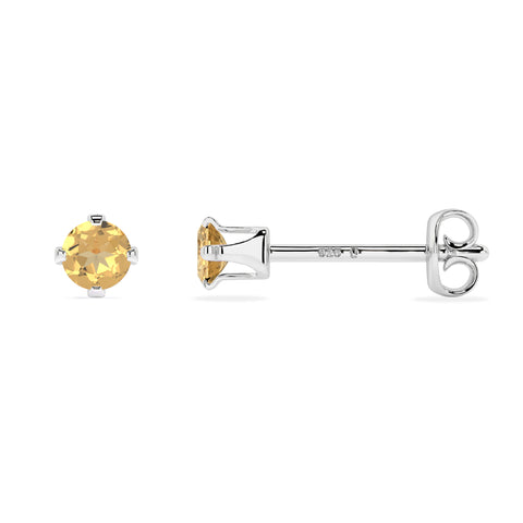 natural citrine round shape stud earrings