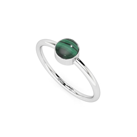 malachite round cab stackable bezel-set ring