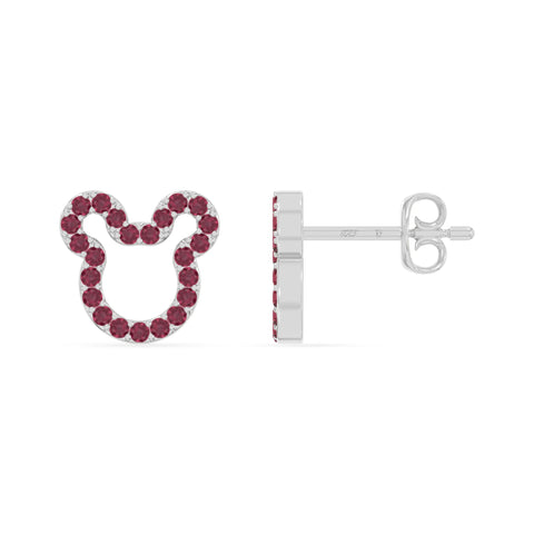 natural ruby mouse stud earrings in sterling silver 