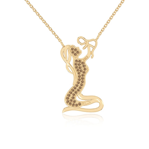 natural citrine mother child necklaces in yellow gold vermeil 
