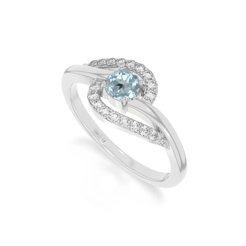 natural aquamarine infinity solitaire rings in sterling silver 