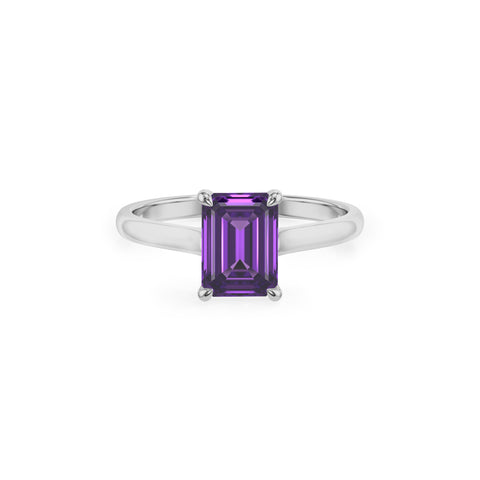 lab grown amethyst emerald solitaire engagement ring