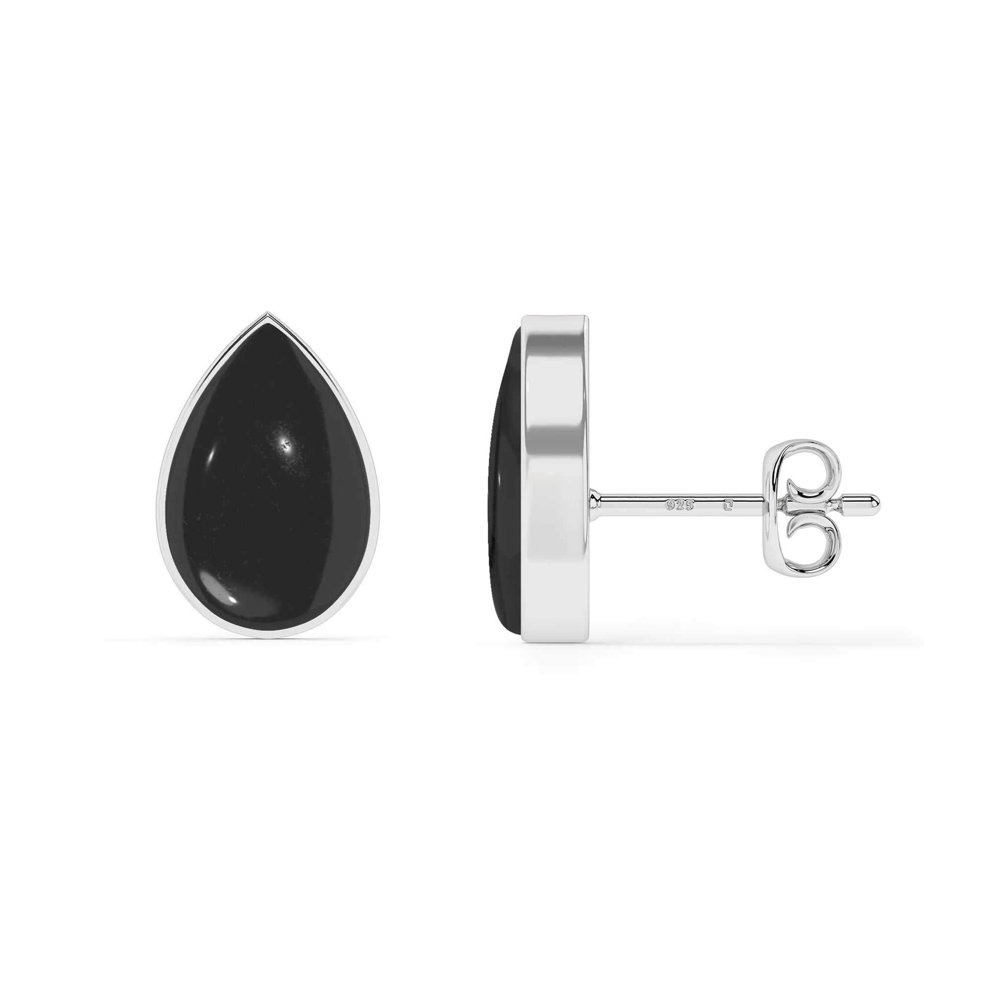 natural black onyx pear shape stud earrings