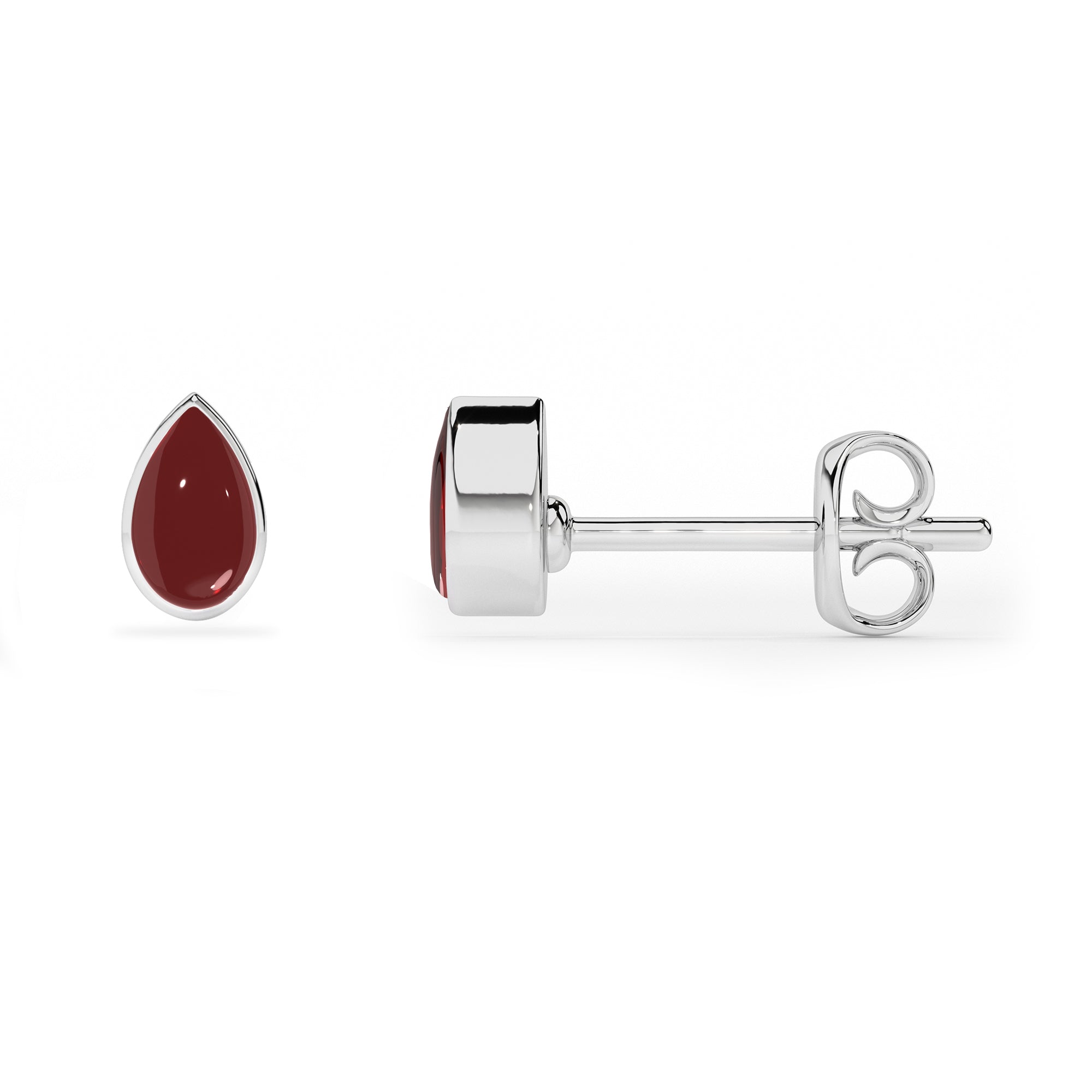 natural red garnet pear shape stud earrings