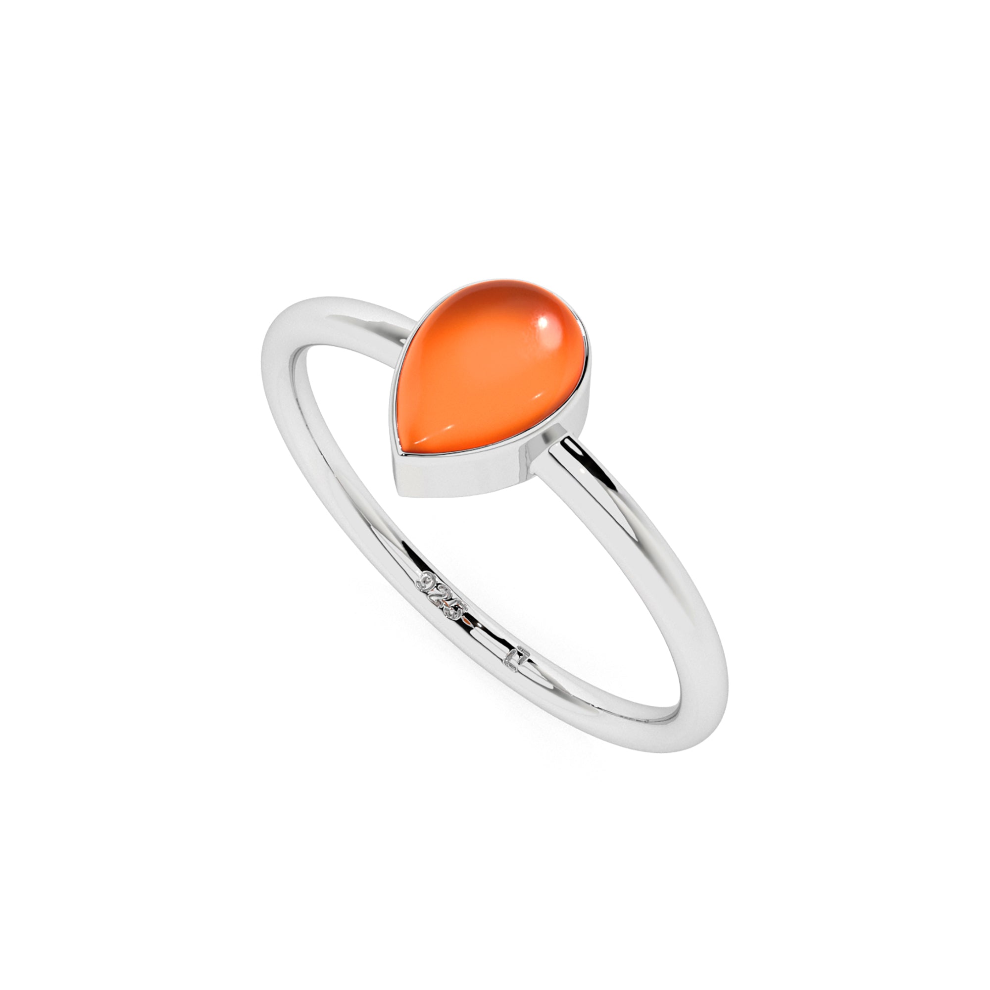 carnelian pear cab stackable bezel-set ring