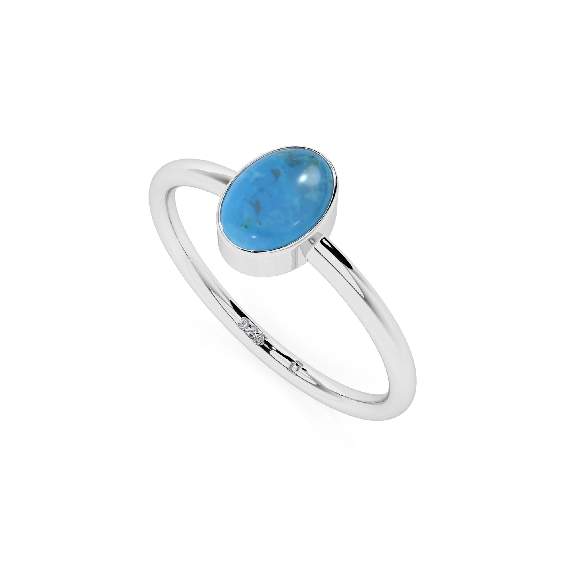 turquoise oval cab stackable bezel-set ring