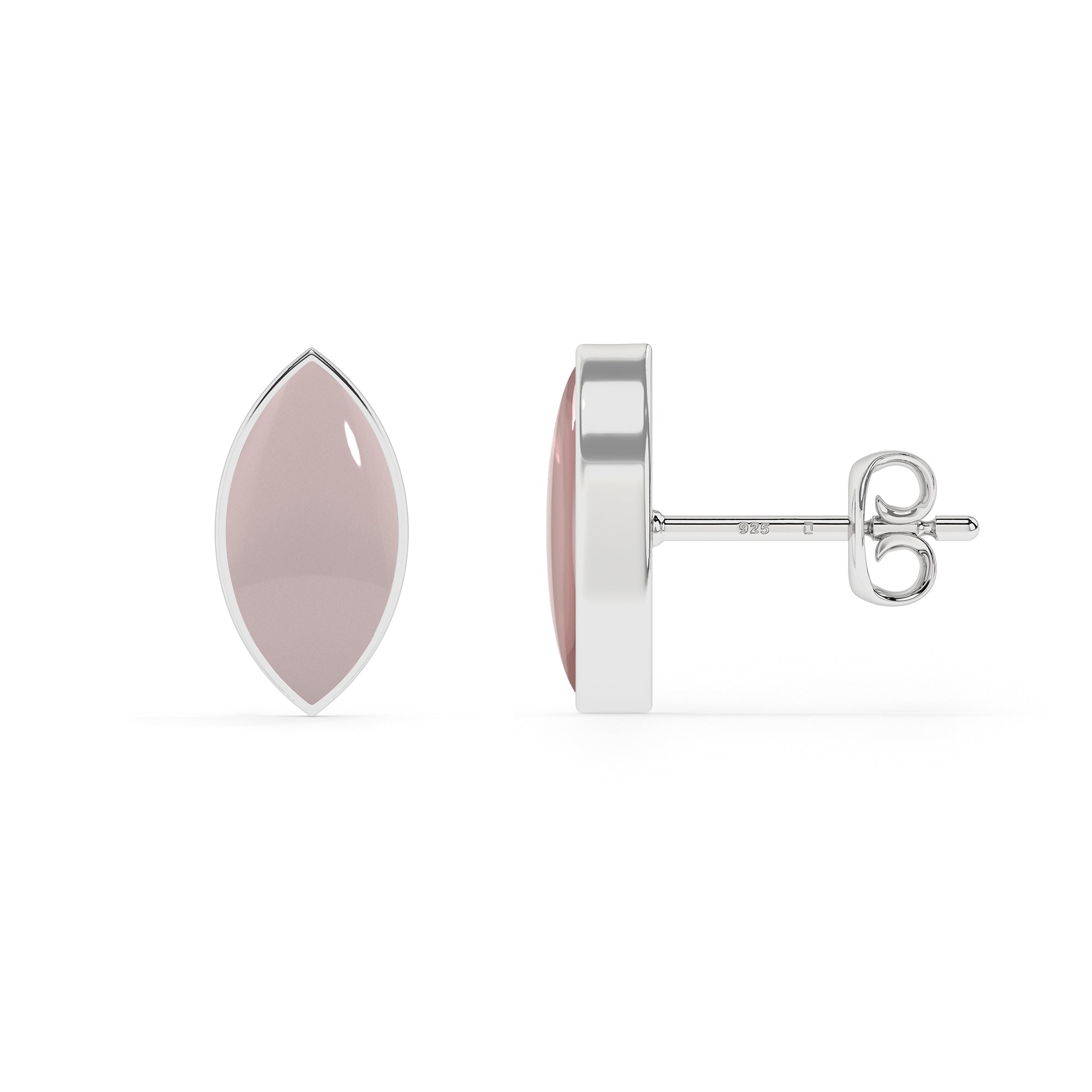 natural rose quartz marquise shape stud earrings