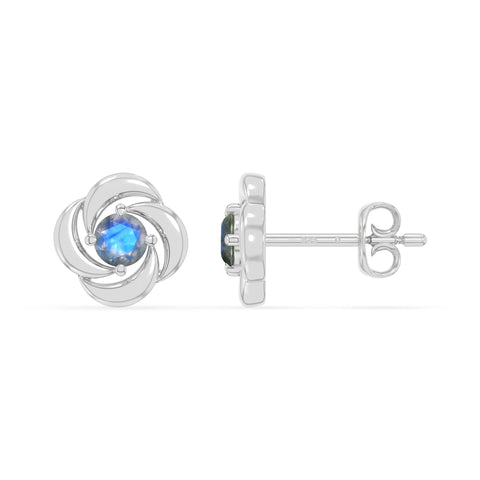 natural labradorite flower stud earrings in sterling silver 