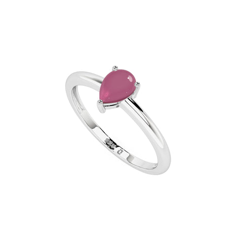 pink tourmaline pear cab stackable prong-set ring