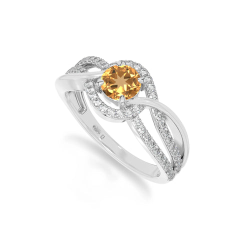 natural citrine solitaire engagement rings in sterling silver 