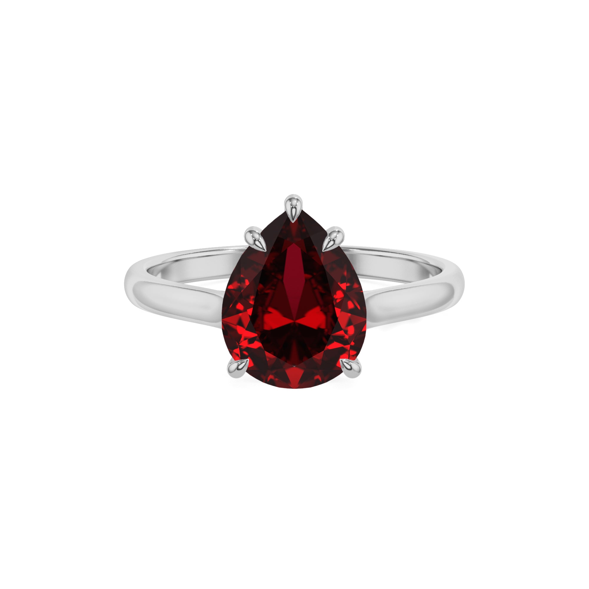 lab grown ruby pear solitaire engagement ring