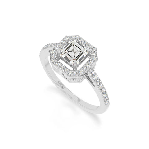 natural moissanite solitaire halo engagement rings in sterling silver 