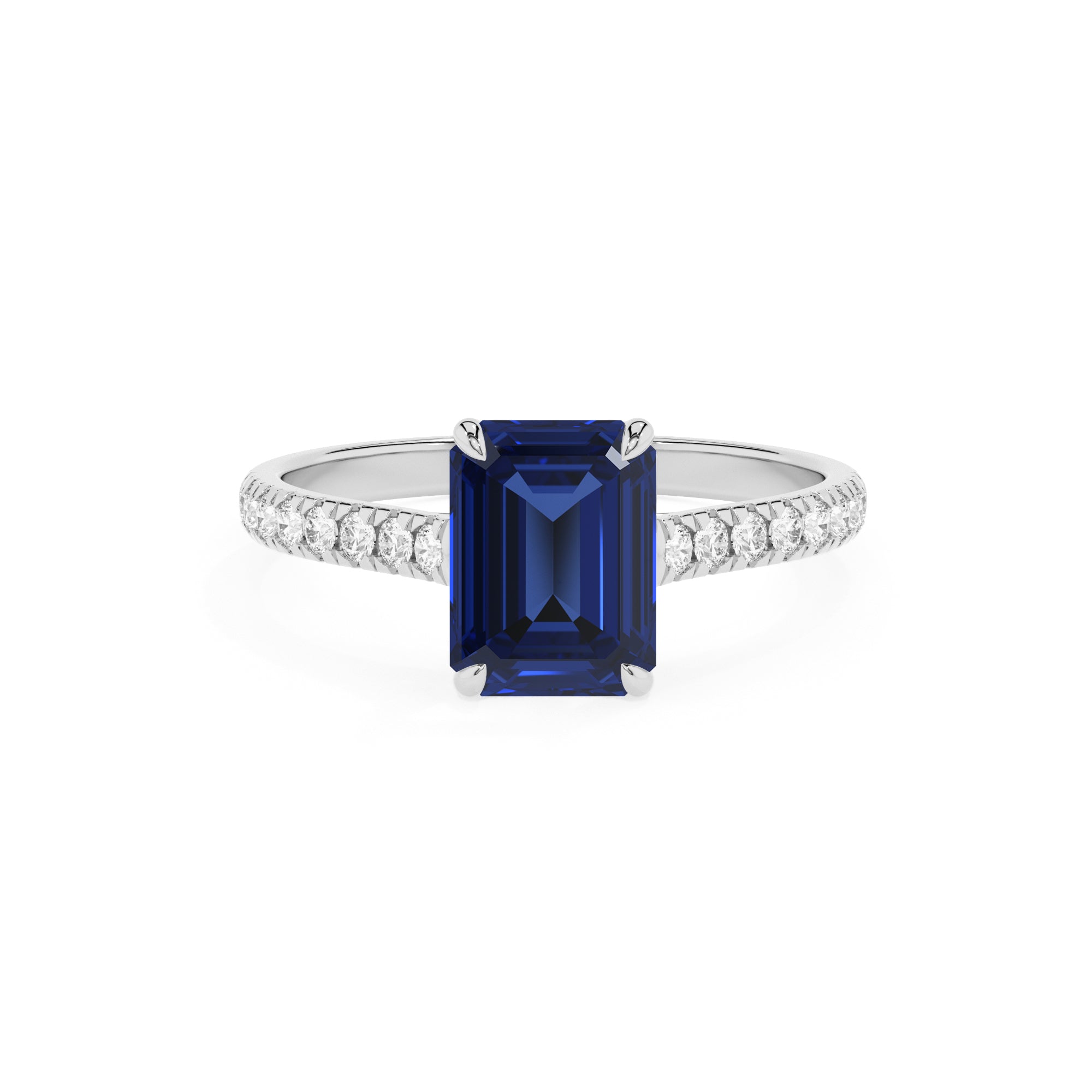 lab-grown blue-sapphire emerald half eterity solitaire engagement ring