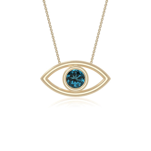 natural london-blue-topaz evil eye necklaces in yellow gold vermeil 