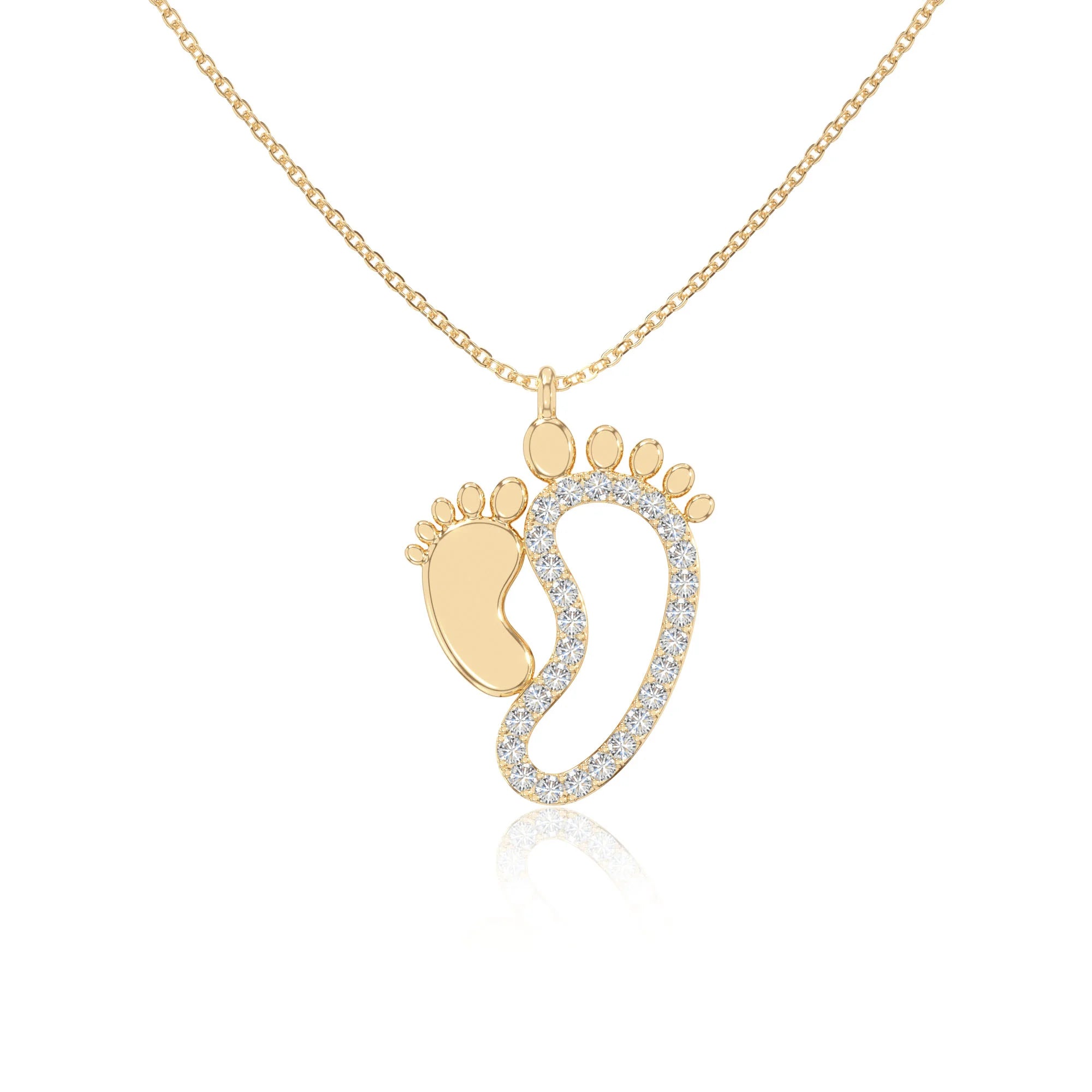 moissanite mother child necklaces in yellow gold vermeil 