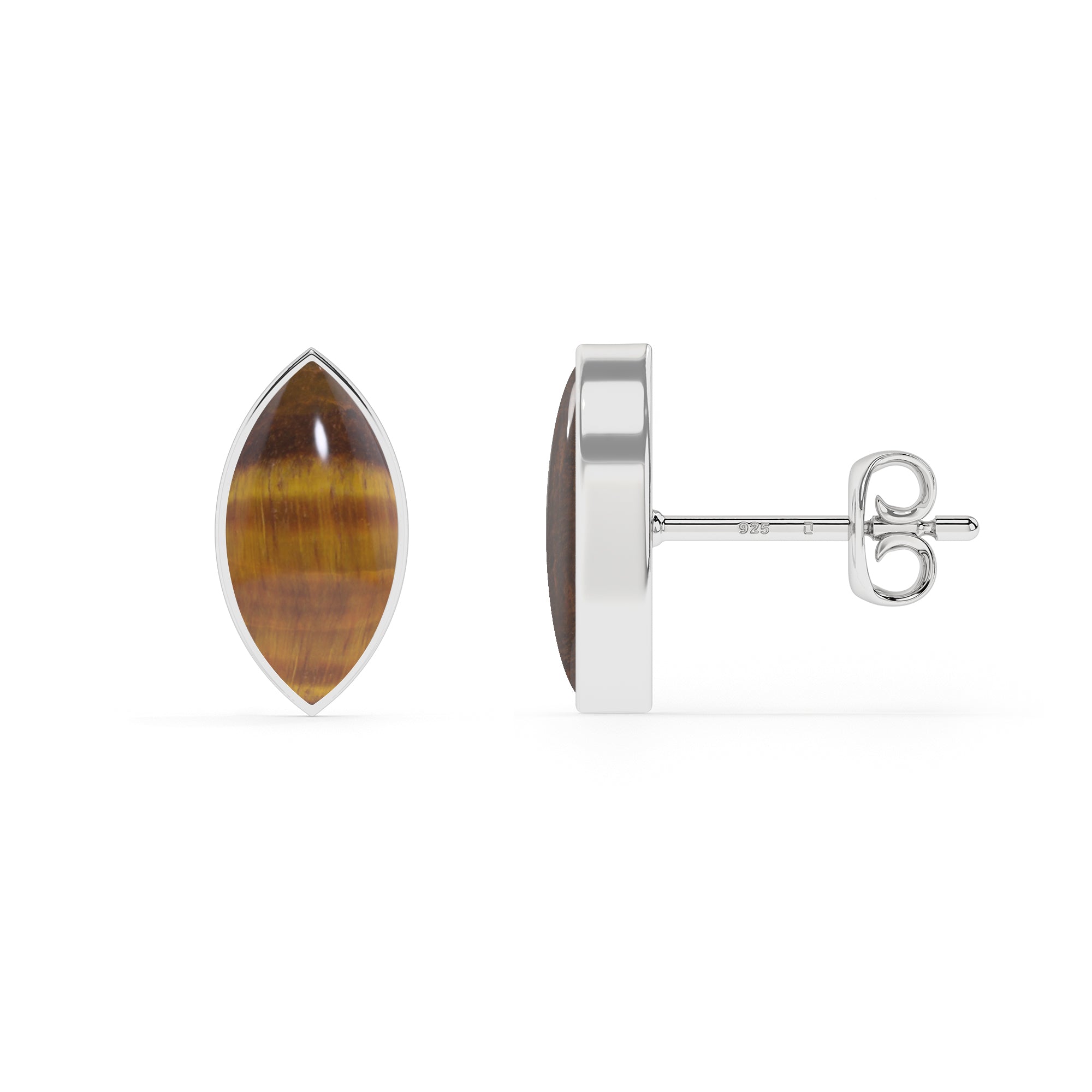 natural tiger eye marquise shape stud earrings