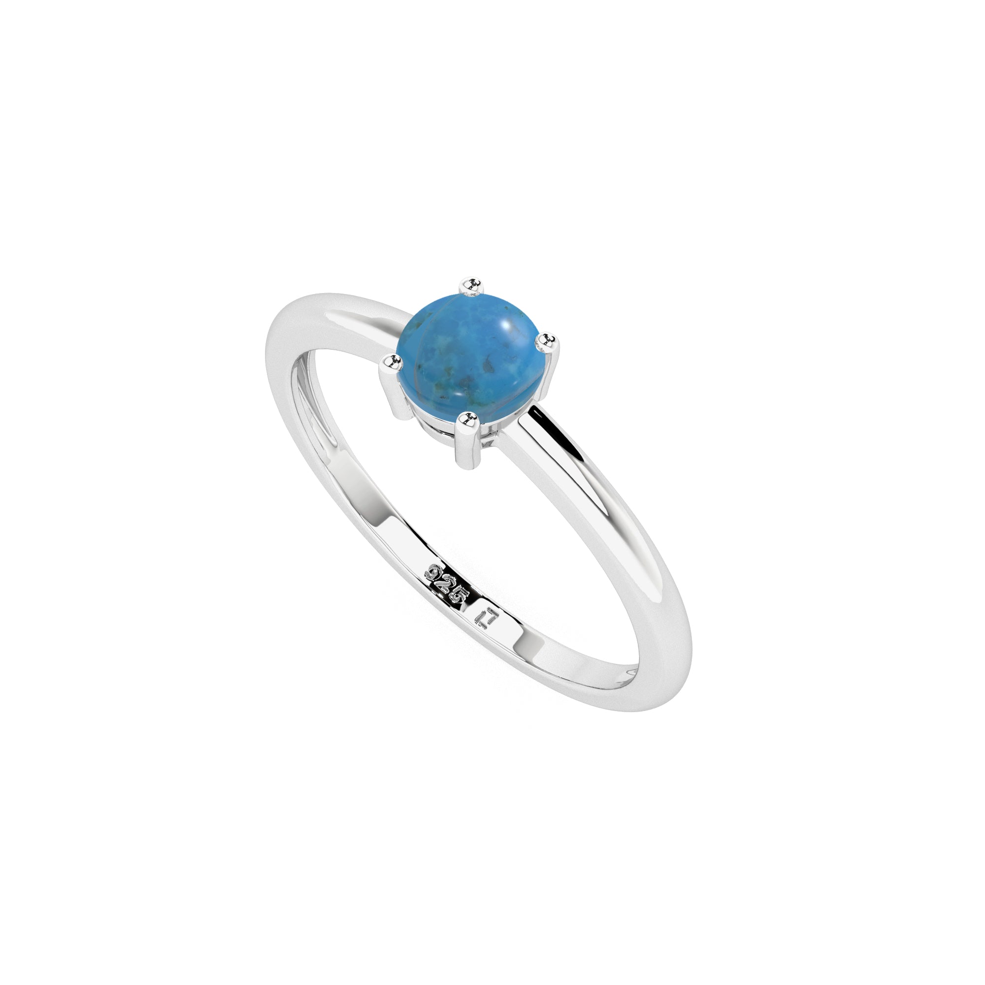 turquoise round cab stackable prong-set ring