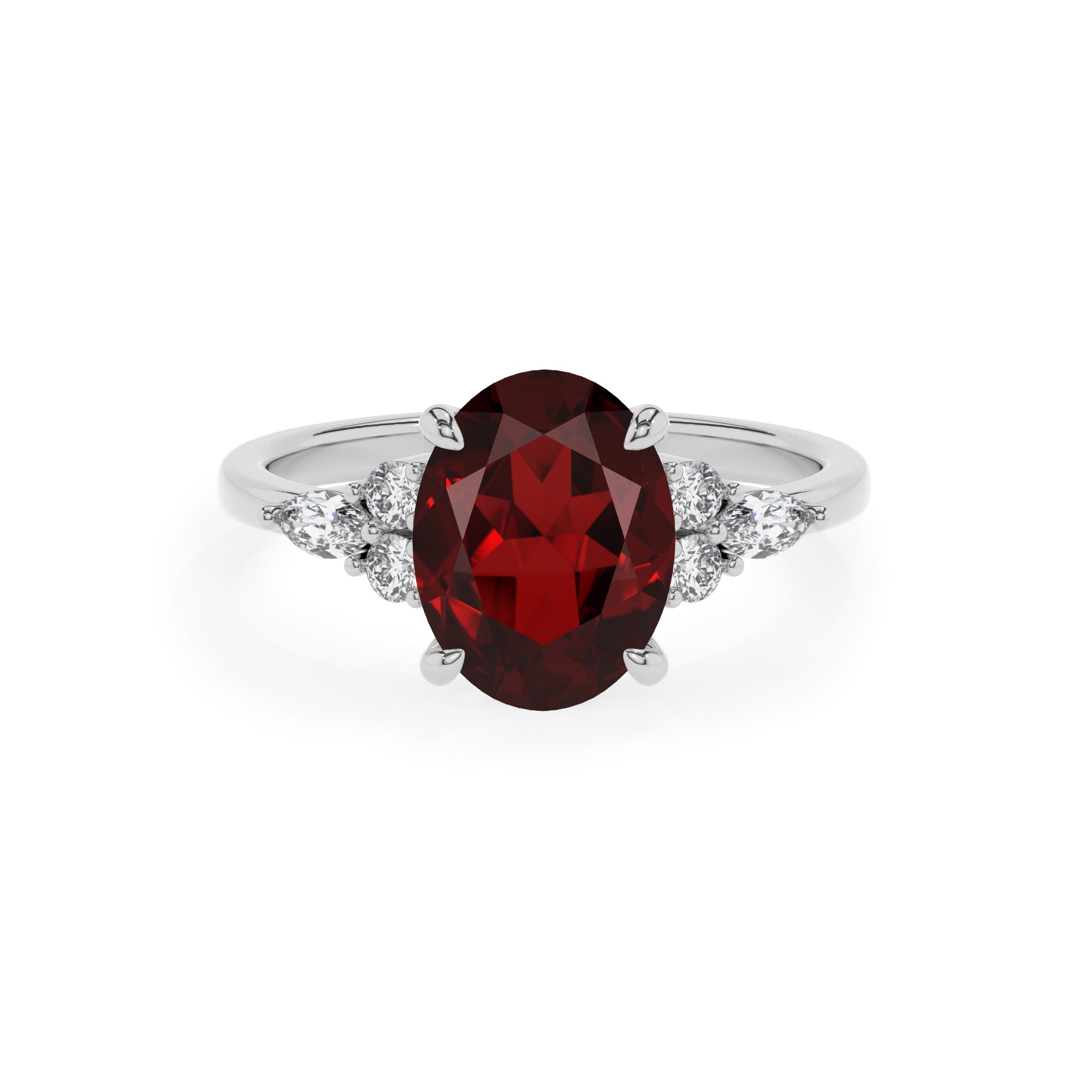 natural garnet oval solitaire engagement ring