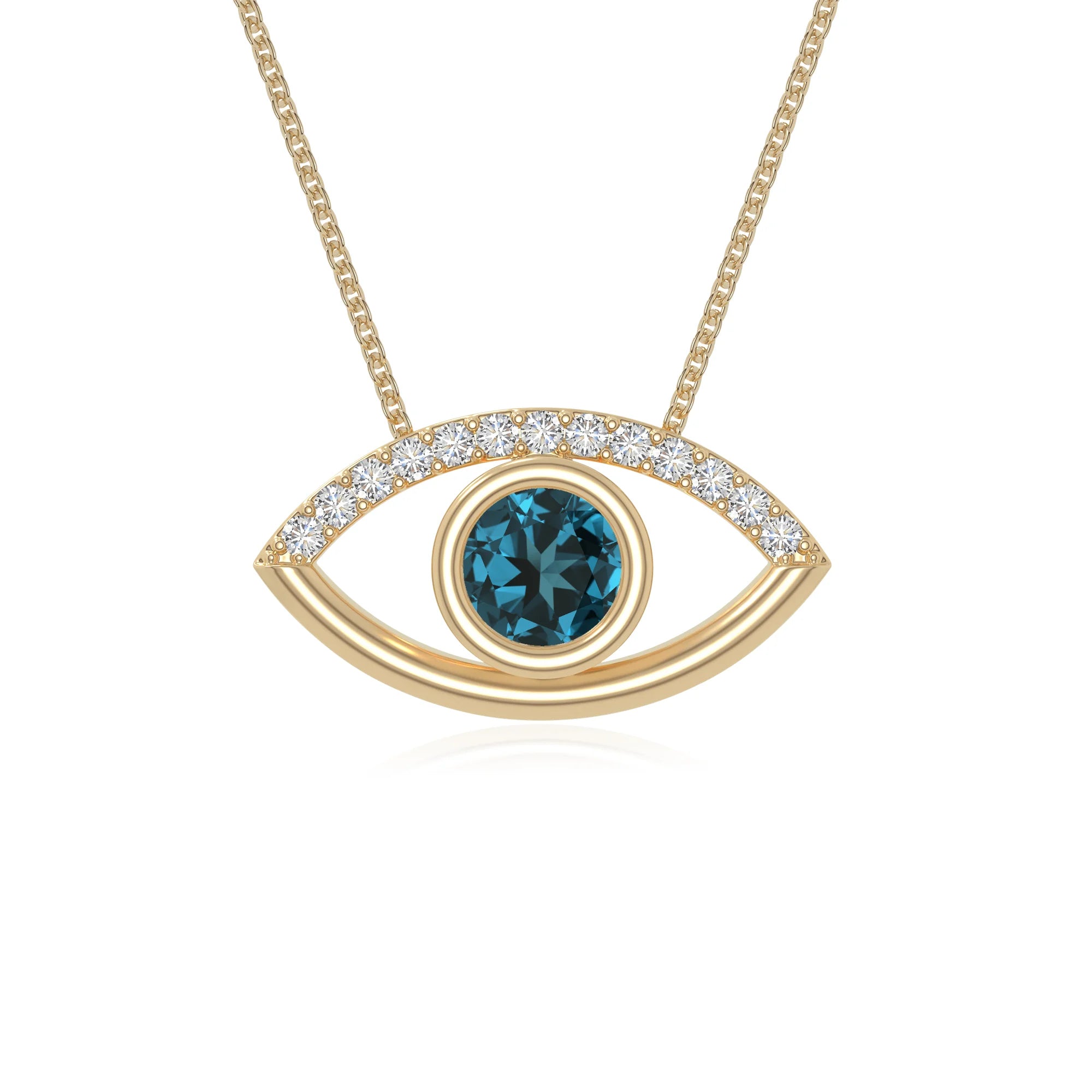 natural london-blue-topaz evil eye necklaces in yellow gold vermeil 