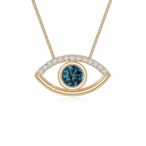 natural london-blue-topaz evil eye necklaces in yellow gold vermeil 