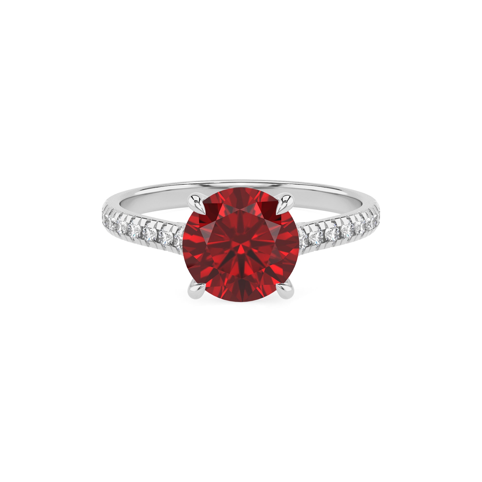 lab-grown ruby round half eterity solitaire engagement ring