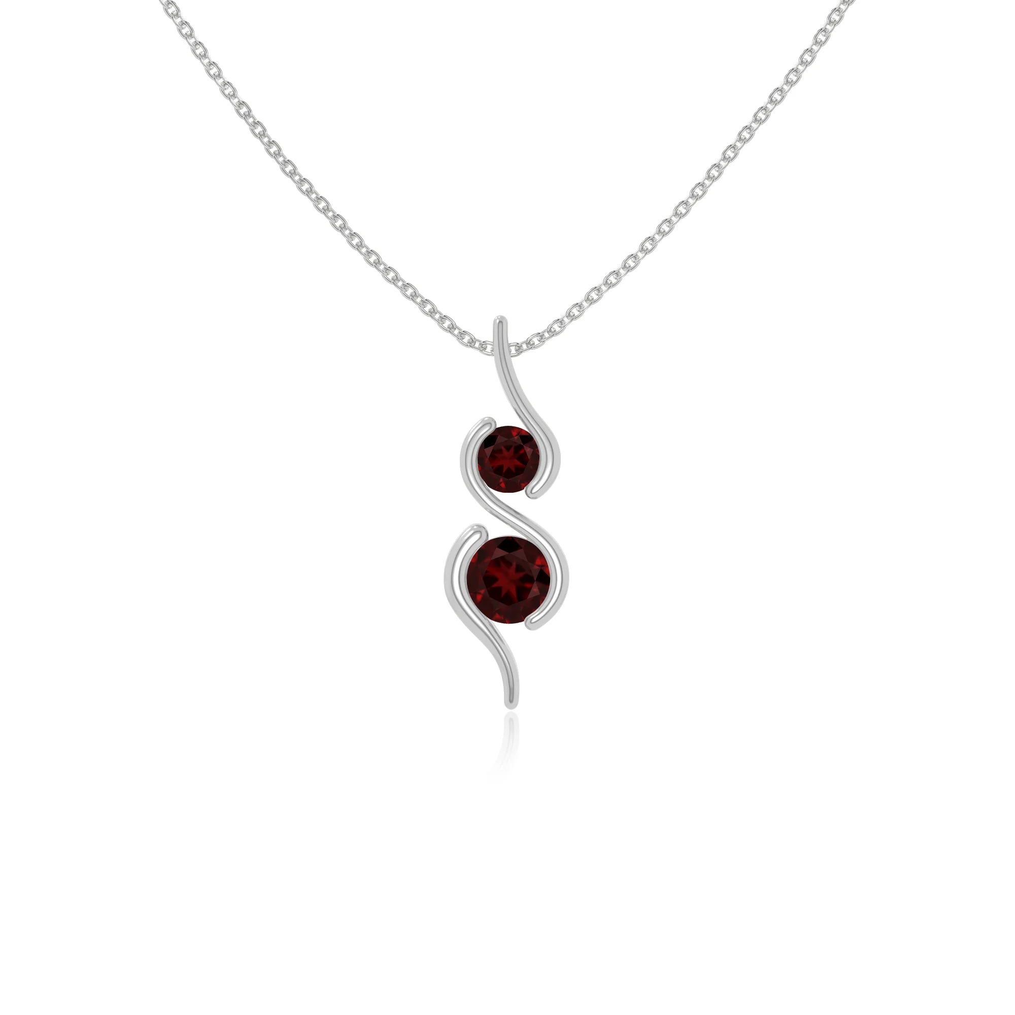 natural garnet 2 stone infinity necklaces in sterling silver 