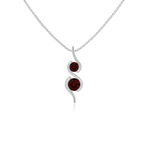 natural garnet 2 stone infinity necklaces in sterling silver 