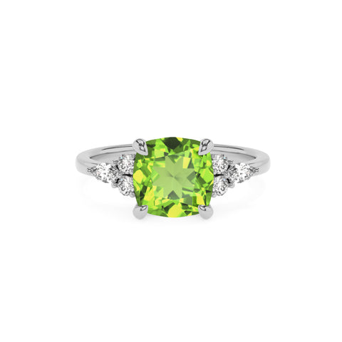 natural peridot cushion solitaire engagement ring