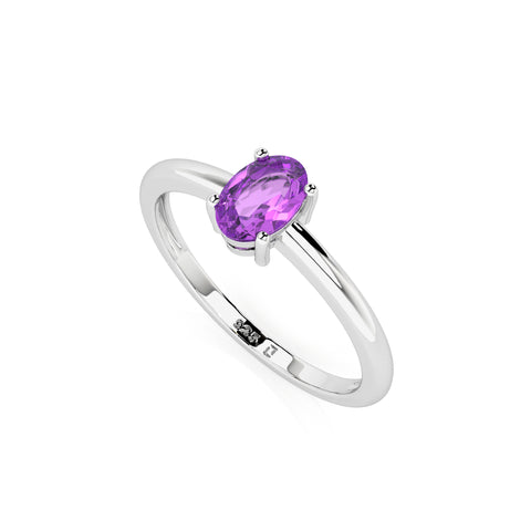 amethyst oval cut stackable prong-set ring