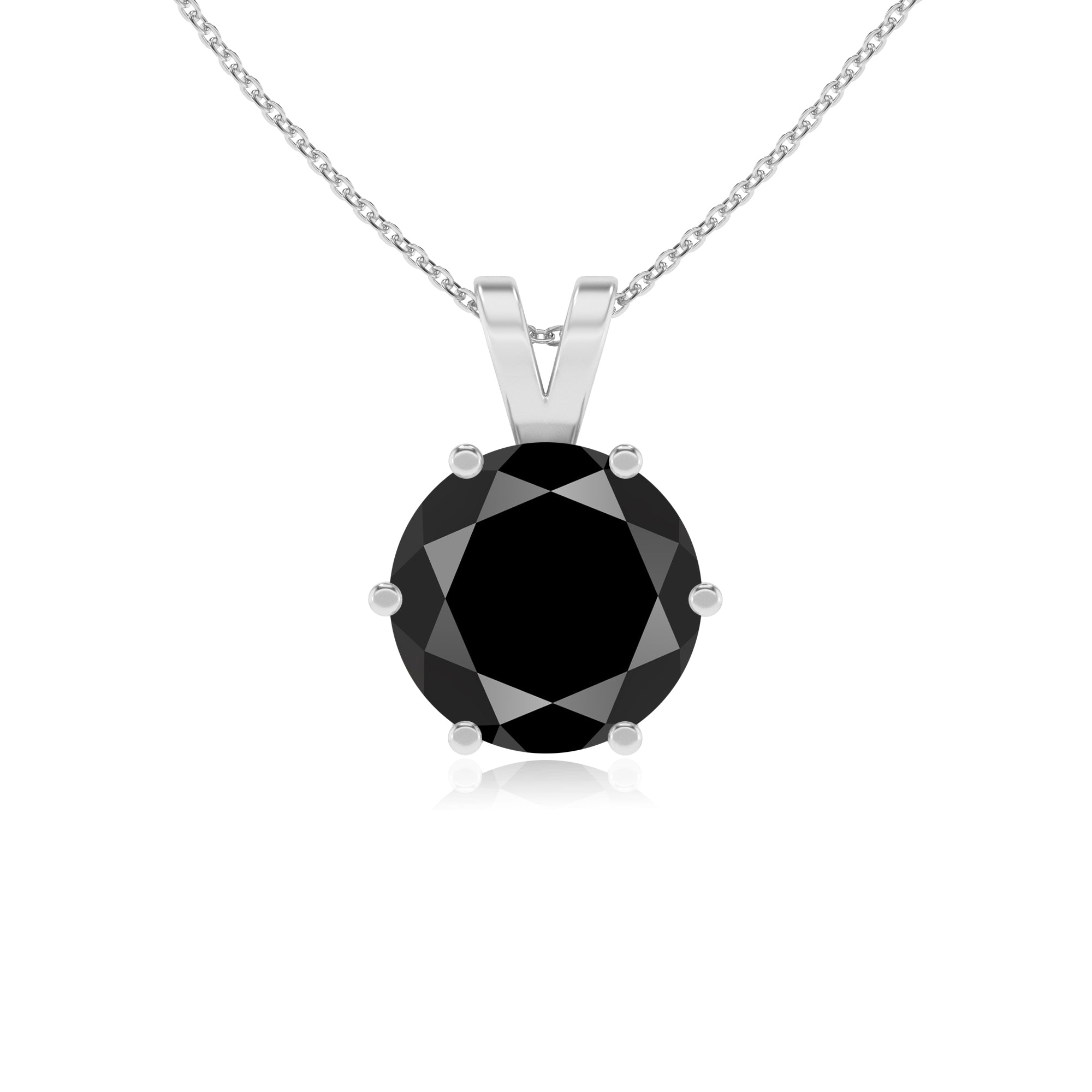 natural black-onyx round shape solitaire v-bale pendant necklace