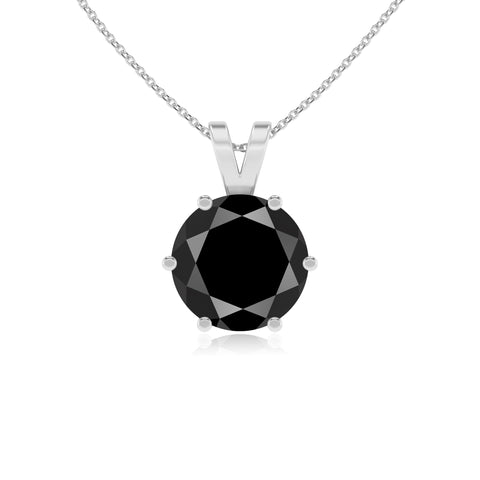 natural black-onyx round shape solitaire v-bale pendant necklace