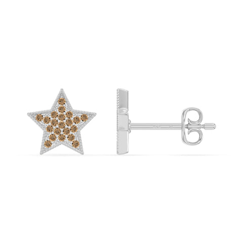 natural citrine star stud earrings in sterling silver 