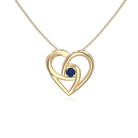 natural blue-sapphire floral heart necklaces in yellow gold vermeil 