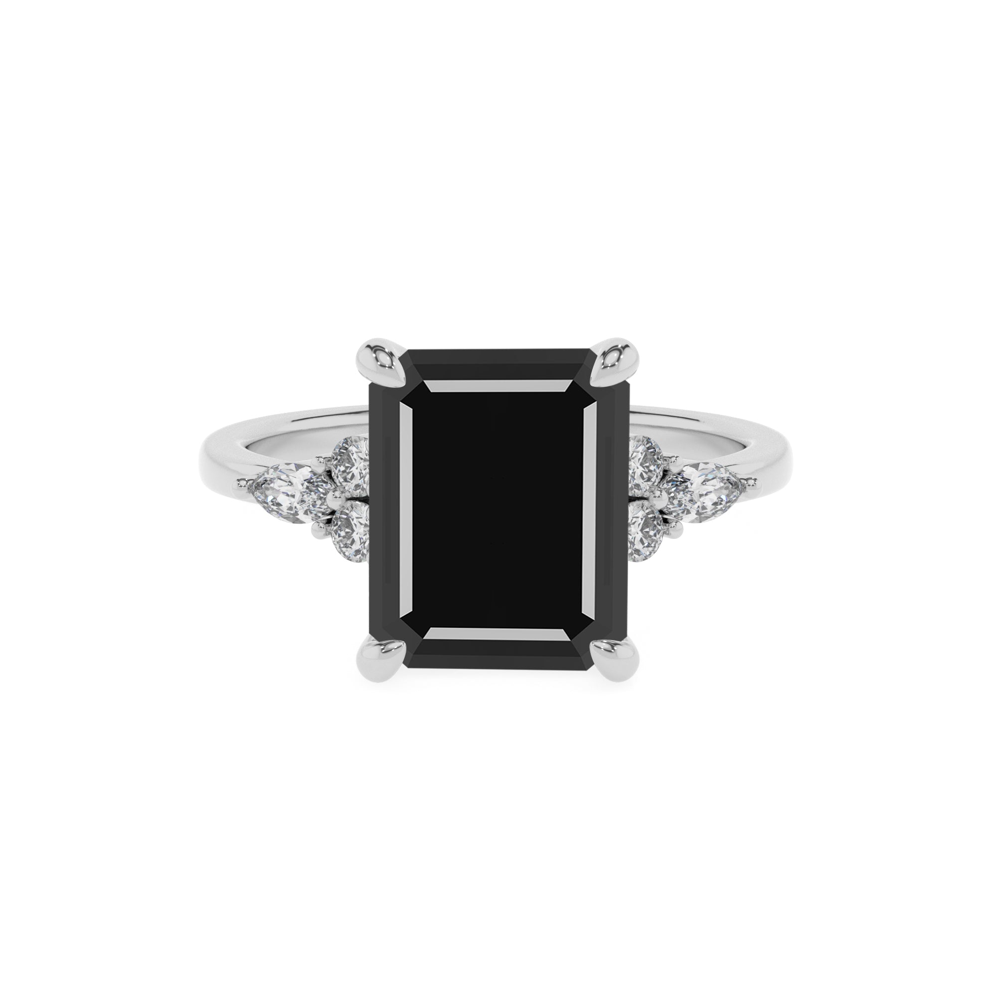 natural black-onyx emerald solitaire engagement ring